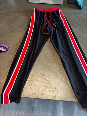 Black mesh hip hop Pants Red Side Stripes-other post has matching top/shorts
